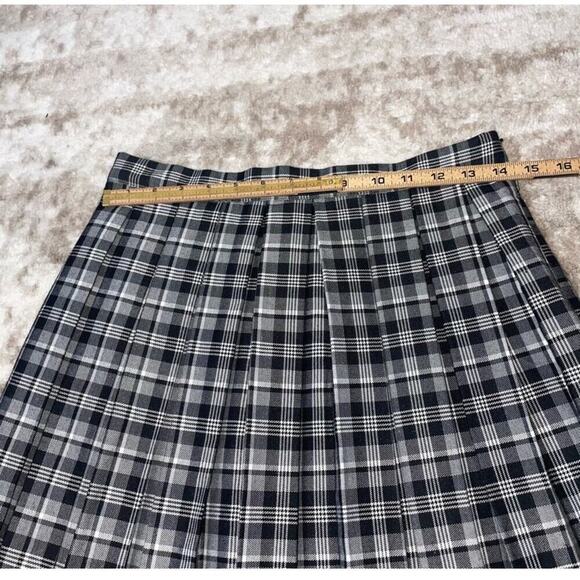 Cali 1851 Los Angeles black white plaid side zip school girl pleated skirt SZ M - Picture 4 of 6